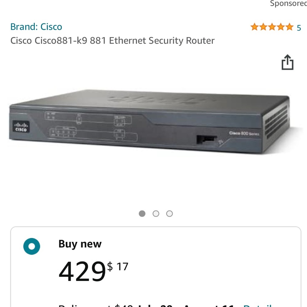 Cisco 881 Ethernet Security Router - Picture 7 of 7